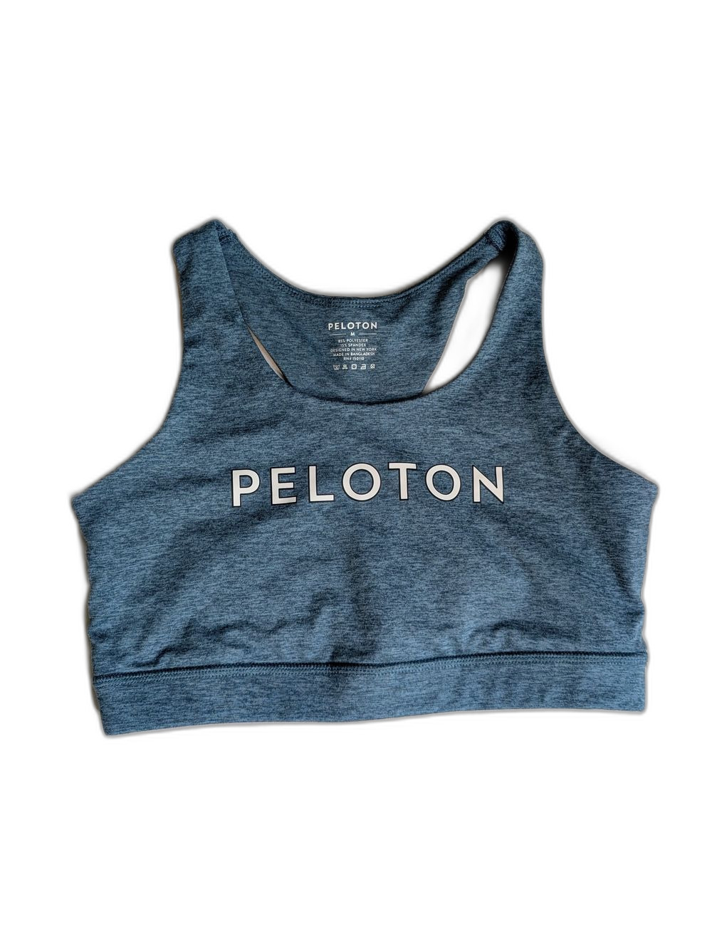 Peloton Blue Heather Racerback Logo Sports Bra